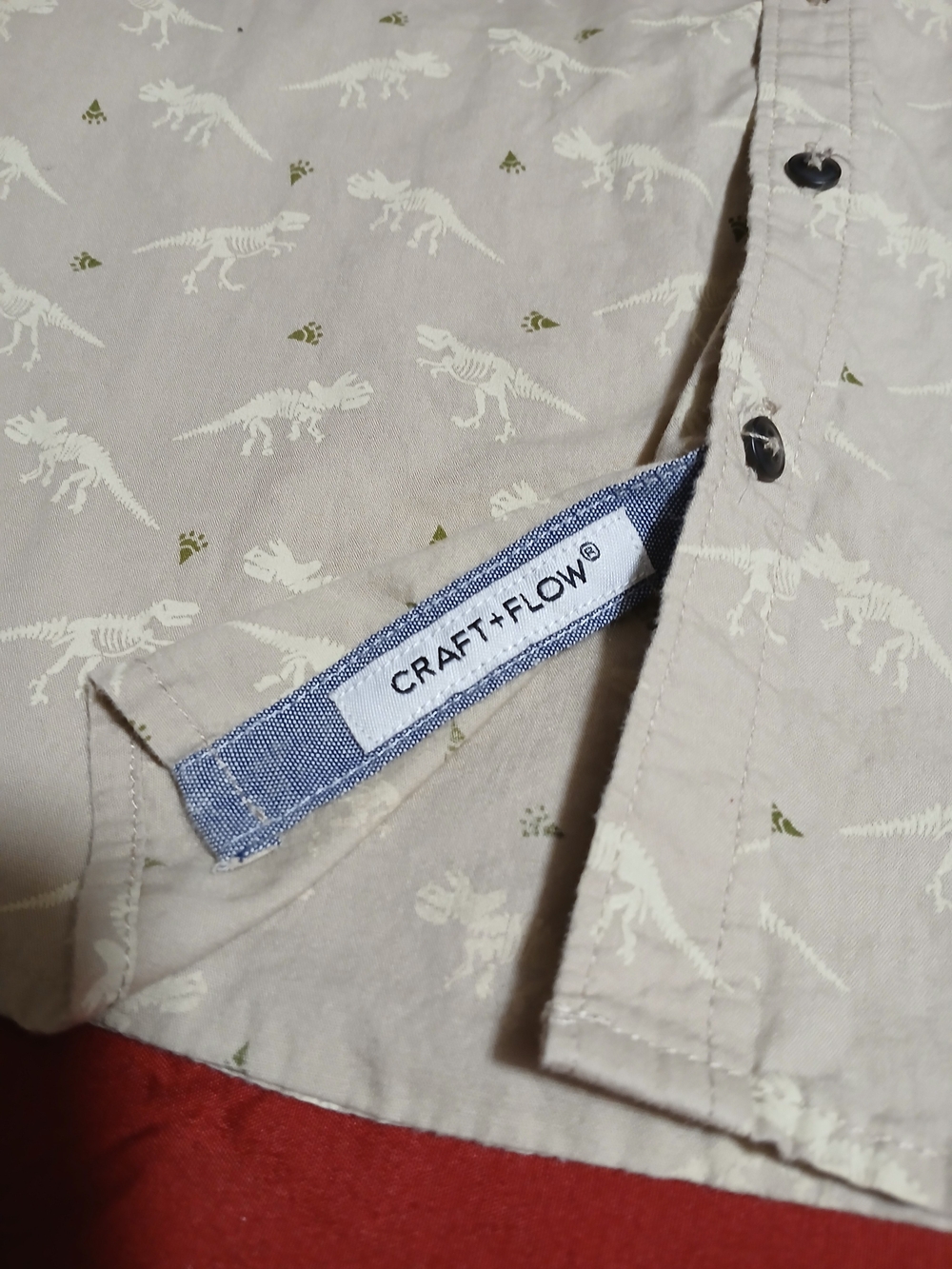 Men’s Short Sleeve Beige Printed Shirt - Picture 2 of 4